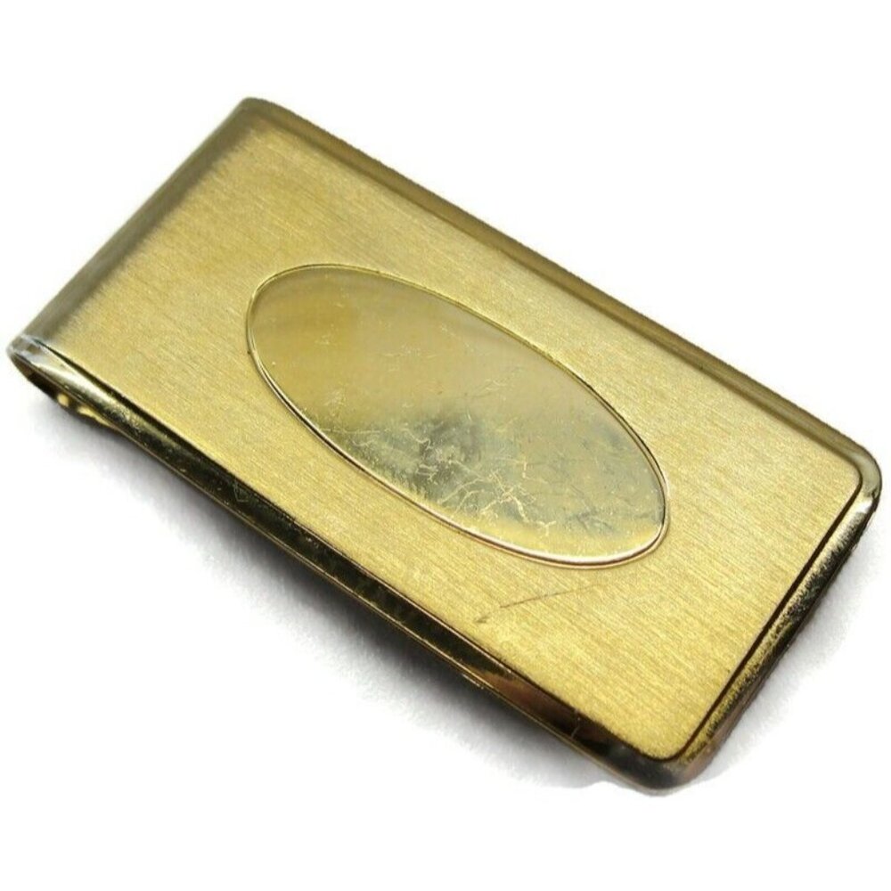 Gold Tone Engravable Money Clip Card Cash ID Holder